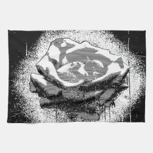 Schwarz-Weiß-Rose-Kunst Handtuch