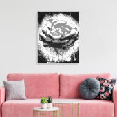 Schwarz-Weiß-Rose-Kunst Leinwanddruck (Insitu (Wohnzimmer))