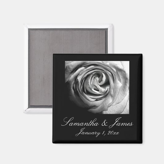 Schwarz-Weiß-Rose Magnet (Vorderseite/Rückseite)
