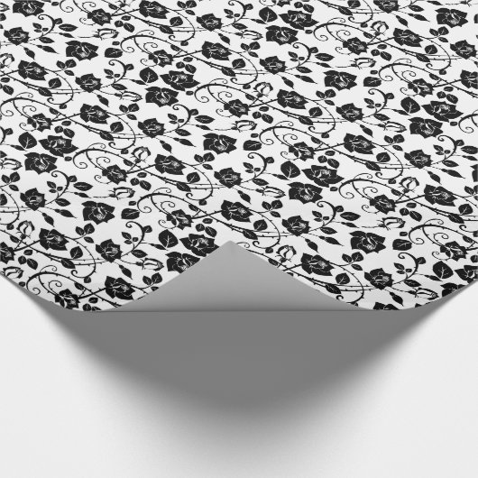 Schwarz-Weiß-Rose-Muster Geschenkpapier (Ecke)