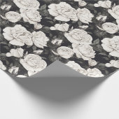 Schwarz-Weiß-Rose-Muster Geschenkpapier (Ecke)