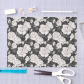 Schwarz-Weiß-Rose-Muster Seidenpapier (Handwerk)