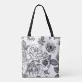 Schwarz-Weiß-Rose-Muster Tasche (Rückseite)
