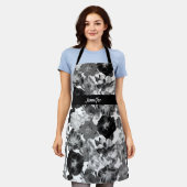 Schwarz-Weiß-Rose Schürze (Getragen)