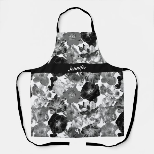Schwarz-Weiß-Rose Schürze (Vorderseite)