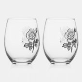 Schwarz-Weiß-Rose Weinglas Ohne Stiel (Rechts)