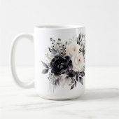 Schwarz-Weiß-Rosen auf Weiß Kaffeetasse (Links)