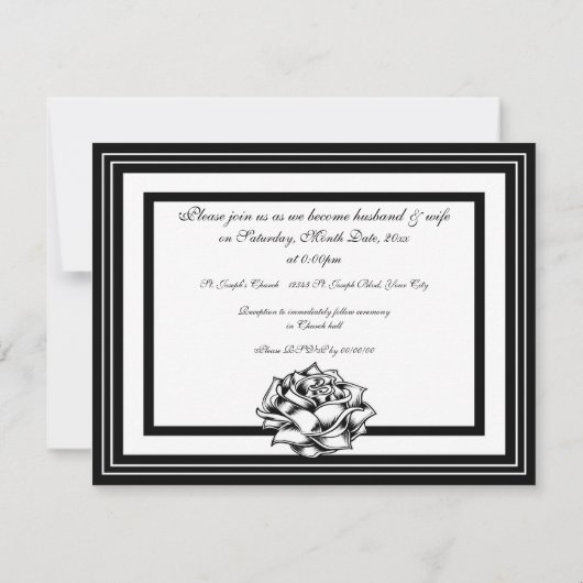 Schwarz-Weiß-Rosen Einladung (Rückseite)