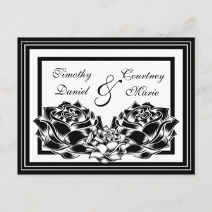 Schwarz-Weiß-Rosen Einladung