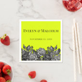 Schwarz-Weiß-Rosen-Elektrokalk-Grüne Hochzeit Serviette (Beispiel)