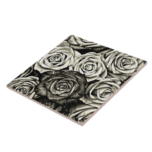 Schwarz-Weiß-Rosen Fliese (Seite)