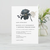 Schwarz-Weiß-Rosen-Hochzeit Einladung (Stehend Vorderseite)