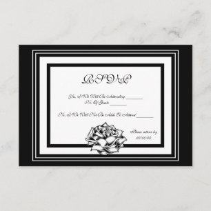 Schwarz-Weiß-Rosen RSVP Karte