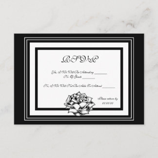 Schwarz-Weiß-Rosen RSVP Karte