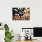 Schwarz-Weiß-Roster mit zwei Hühnern in der Natur Poster (Heimbüro)