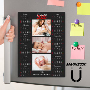 Schwarz Weiß Rot 2026 Kalender Foto Collage Magnet