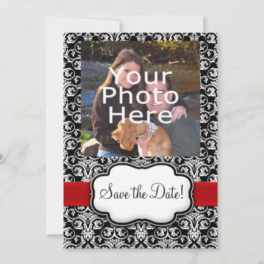 Schwarz/Weiß/Rot-Flachbildschirm Save the Date (Vorderseite)
