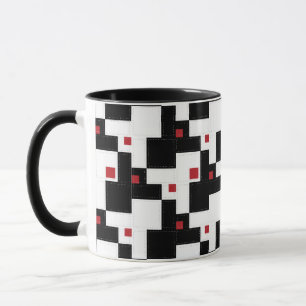 Schwarz Weiß Rot Moderne Vintage Patchwork-Tasse Tasse