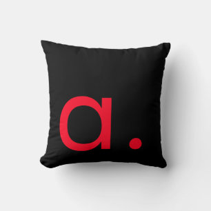 Schwarz Weiß Rot Monogramm Anfangsbuchstabe Modern Kissen