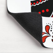 Schwarz/weiß/rot Nordic Folk Dala Pferd/Friesian Mousepad (Ecke)