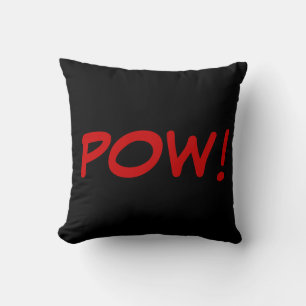 Schwarz Weiß Rot Pow! Comic Grafik Retro Vintage Kissen