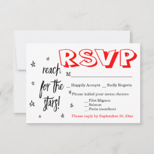 Schwarz Weiß & Rot RSVP Hochzeit Motivations Träum Karte