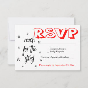 Schwarz Weiß & Rot RSVP Hochzeit Motivations Träum Karte