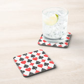 Schwarz/Weiß/Rot Spielkarte Alle Symbole Linoschni Getränkeuntersetzer (Rechte Seite)