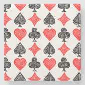 Schwarz/Weiß/Rot Spielkarte Alle Symbole Linoschni Steinuntersetzer (Vorderseite)