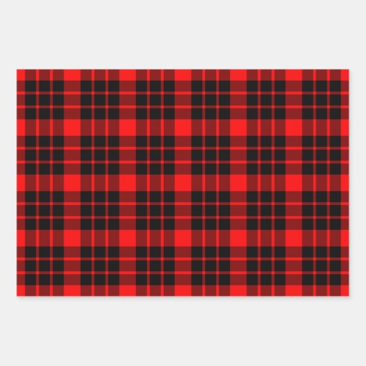 Schwarz/Weiß, Rot und Grün Kariert Geschenkpapier Set (Vorderseite 2)