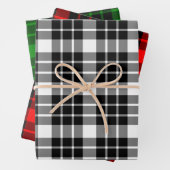 Schwarz/Weiß, Rot und Grün Kariert Geschenkpapier Set (Beispiel)