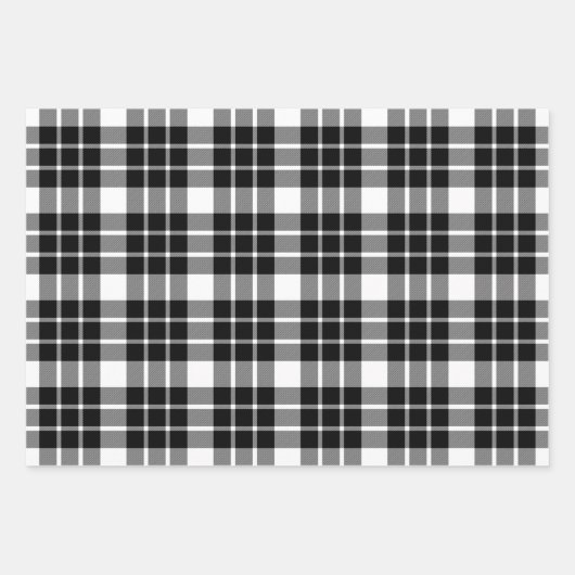 Schwarz/Weiß, Rot und Grün Kariert Geschenkpapier Set (Vorderseite)