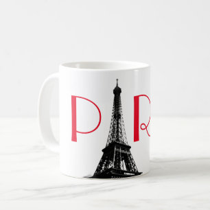 Schwarz & Weiß Rote Eiffelturm Paris Reise Kaffeetasse