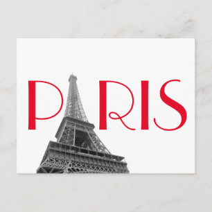 Schwarz & Weiß Rote Eiffelturm Paris Reise Postkarte