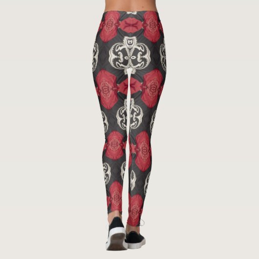 Schwarz, Weiß, rote Leggings (Rückseite)
