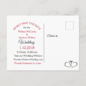 Schwarz-Weiß-Rote Rose Save the Date Postkarte (Rückseite)