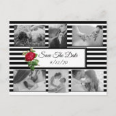 Schwarz-Weiß-Rote Rose Save the Date Postkarte (Vorderseite)