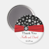 Schwarz, Weiß, Rote Schneeflocken Gastgeschenk Hoc Magnet (Vorderseite/Rückseite)