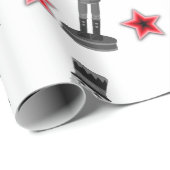 Schwarz-Weiß-Rote Sterne Nutcracker Soldier Geschenkpapier (Rolleneckpunkt)