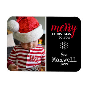 Schwarz, Weiß, Roter Collage Schneeflocken Foto Ur Magnet