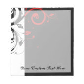 Schwarz-weiß Roter Rückwärtswirbel Personalisiert Notizblock (Vorderseite)