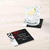 Schwarz-weiß Roter Rückwärtswirbel Personalisiert Rechteckiger Pappuntersetzer (Vor Ort)