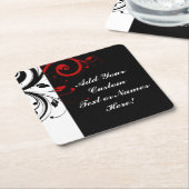 Schwarz-weiß Roter Rückwärtswirbel Personalisiert Rechteckiger Pappuntersetzer (angewinkelt)