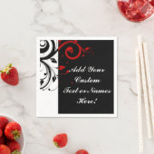Schwarz-weiß Roter Rückwärtswirbel Personalisiert Serviette (Beispiel)