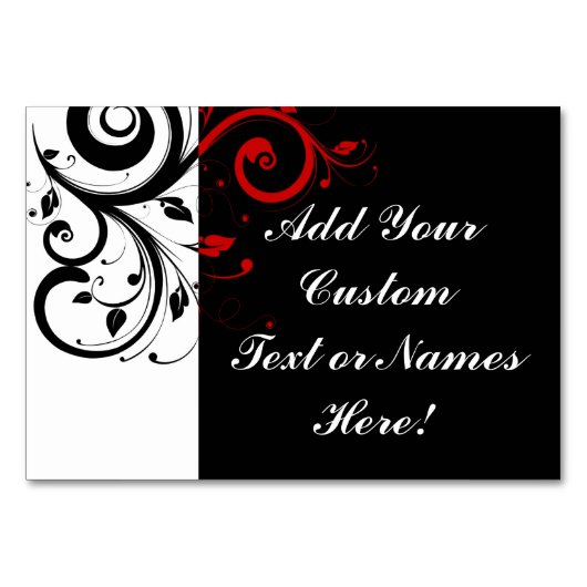 Schwarz-weiß Roter Rückwärtswirbel Personalisiert Tischnummer (Rückseite)