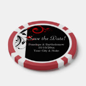 Schwarz, Weiß, Roter Swirbel Hochzeit speichern Si Pokerchips (Einzeln)