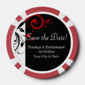 Schwarz, Weiß, Roter Swirbel Hochzeit speichern Si Pokerchips (Rückseite)