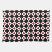 Schwarz, Weiß, rotes Diamantmuster Geschirrtuch (Horizontal)