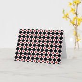 Schwarz, Weiß, rotes Diamantmuster Karte (Gelbe Blume)