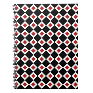 Schwarz, Weiß, rotes Diamantmuster Notizblock